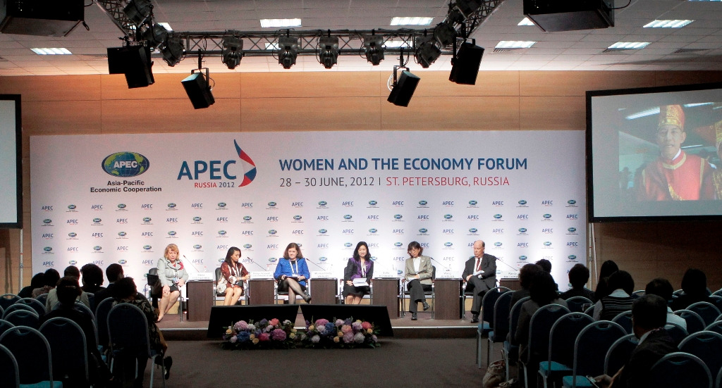 On June, 28th-30th, 2012 Women and the Economy Forum under the name “Women and Innovative Economic Growth” was held in St. Petersburg under Russian presidency in the «Asia-Pacific Economic Cooperation» (APEC) Forum